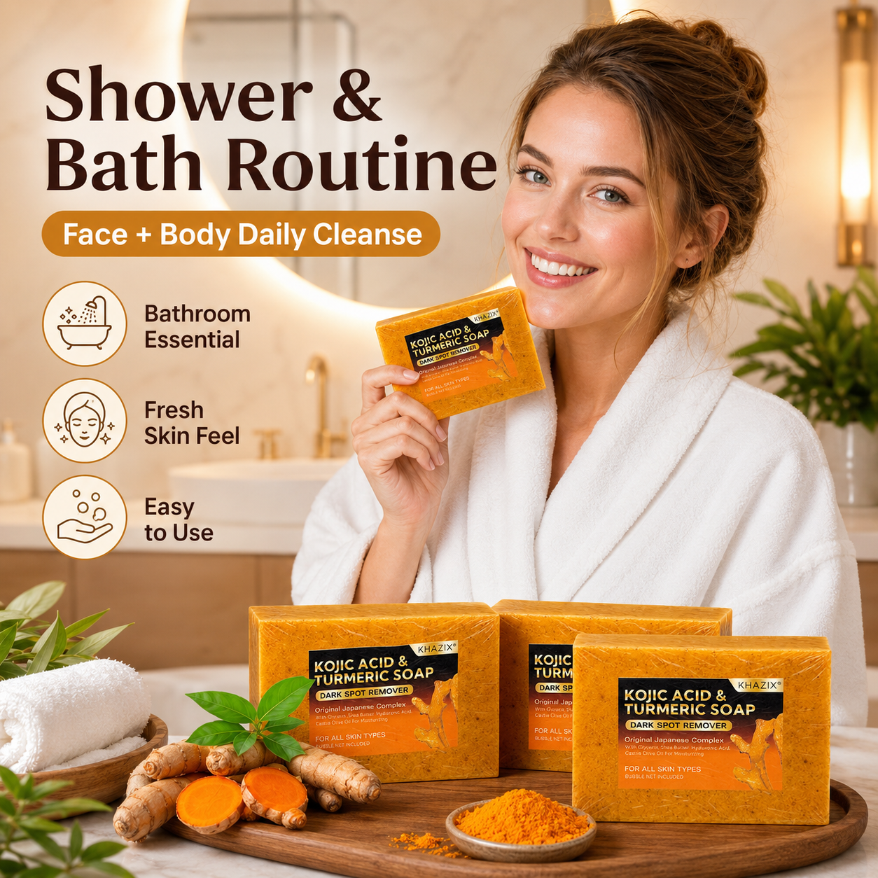1pcs Kojic Acid Turmeric Soap  - Kojic Acid Soap avis et prix